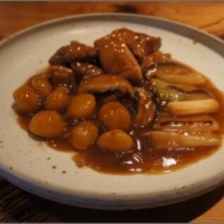 鶏もも肉と栗の醤油煮